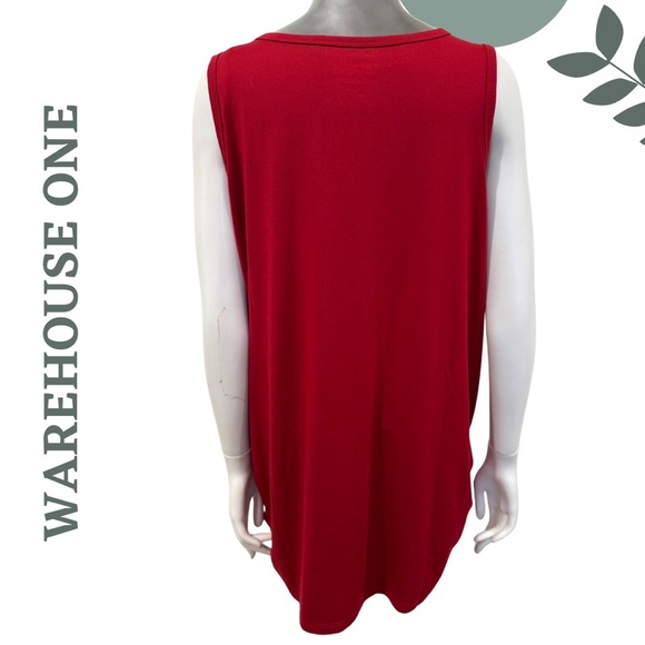 ποΈ3/$40 Flowy, and Fabulous! Warehouse One Jersey Knit Sleeveless Top Red 3X - Picture 3 of 5